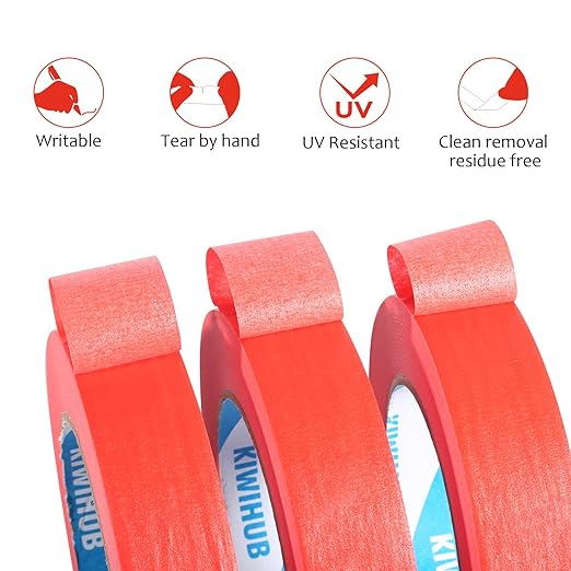Red Painter's Tape, 1 inch x 60 Yards x 10 Rolls - Image 3