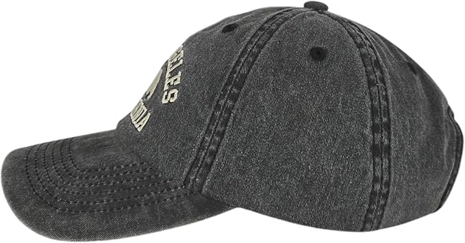 LA California Bear Embroidered Vintage Cotton Baseball Cap Adjustable Metal Buckle Unstructured Low-Profile Hat Men & Women