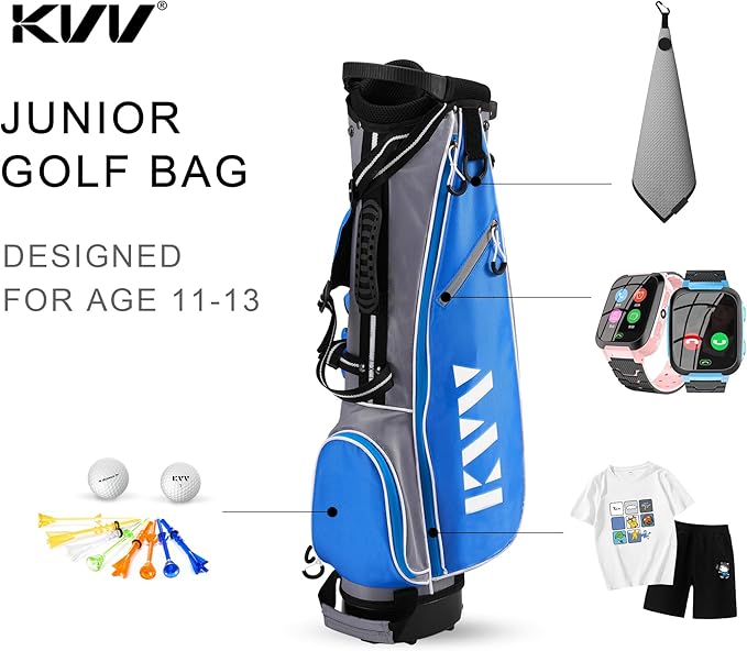 KVV Junior Golf Stand Bag, Lightweight Golf Stand Bag for Children Kids Ages 4-6/7-9/10-12