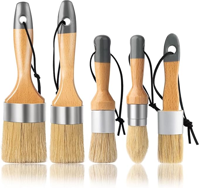 Chalk Paint Brush, Wax Paint Brush Set of 5, Wax Brushes and Chalk Paint by YiBaiBrush