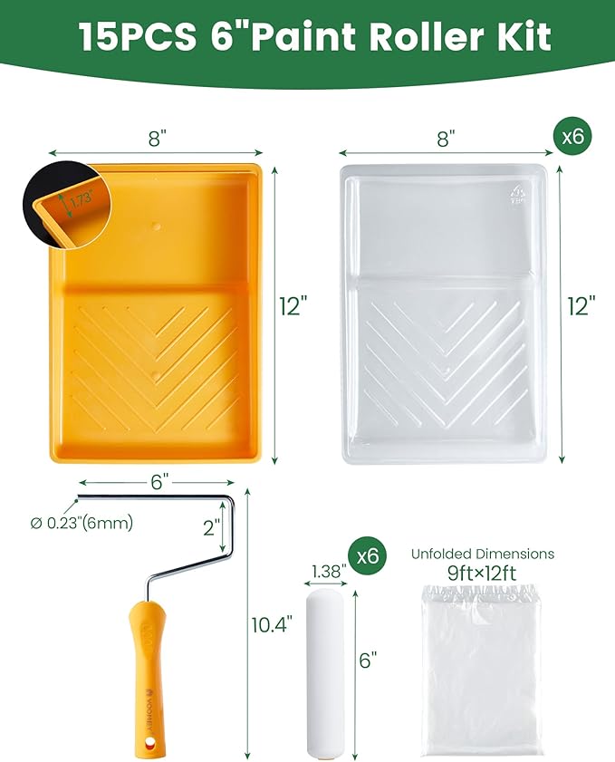 voomey 15 Pcs 6 Inch Paint Roller Kit - Image 6