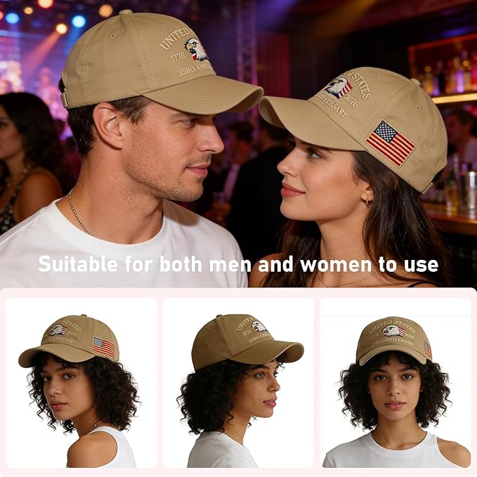 U.S.A 250th Anniversary Embroidered Baseball Cap Adjustable 1776-2026 Anniversary Birthday Retro Patriots Hat for Men Women