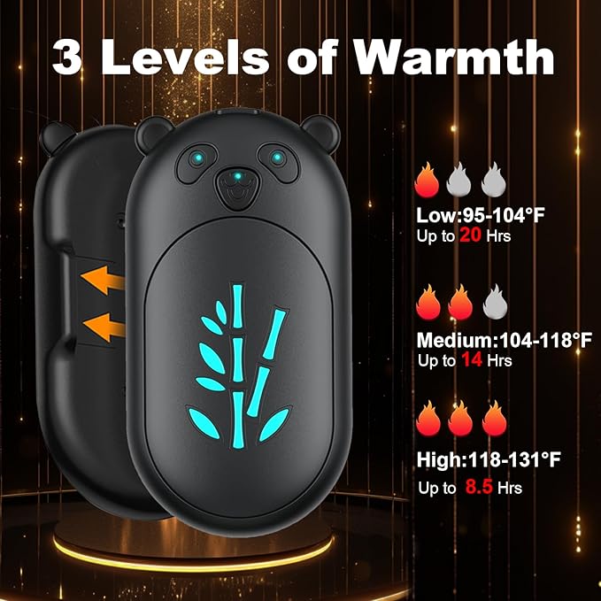 ‎Hand Warmers 2 Pack,Hand Warmers Rechargeable 6000mAh 20Hrs Long Safe Heat AI Smart Chips,Portable Pocket Heater,Gifts for Birthday,Outdoor,Golf,Hunting,Camping Accessories