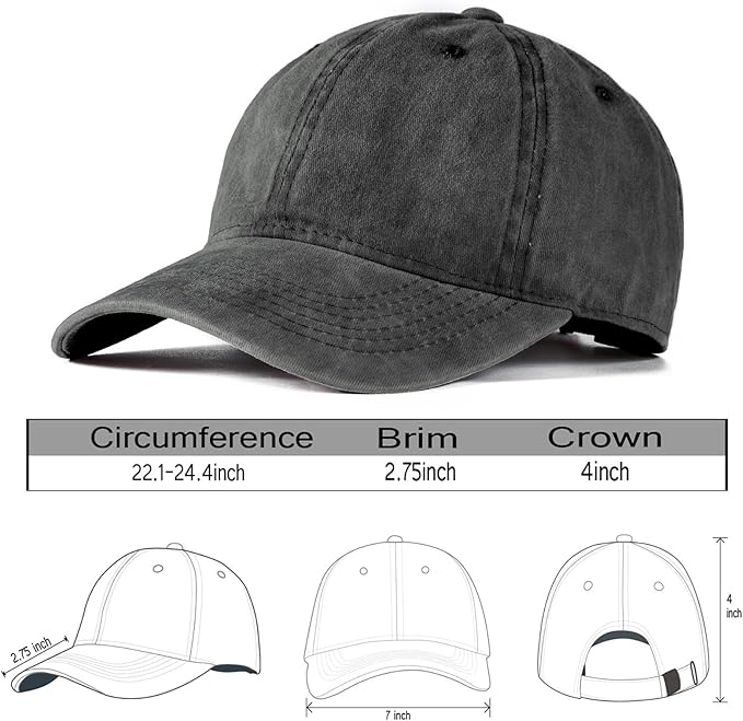 Edoneery Men Women Baseball Cap-Low Profile Adjustable Washed Cotton Golf Dad Hat