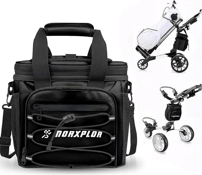 MORXPLOR Golf Cart Cooler with Magnetic Lid 12-Can Insulated Soft Cooler Bag Collapsible for Golf Cart,Golf Accessories,Lunch Camping Cooler Insulated Lunch Bag with Adjustable Shoulder Strap