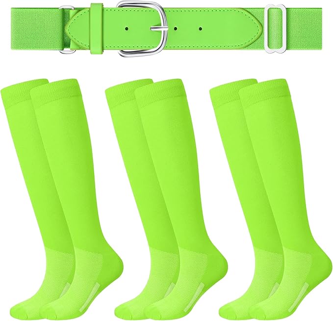 Haysandy Baseball or Softball Sock and Belt Combo Set 3 Football Baseball Socks with Softball Belt for Youth Boys Kids