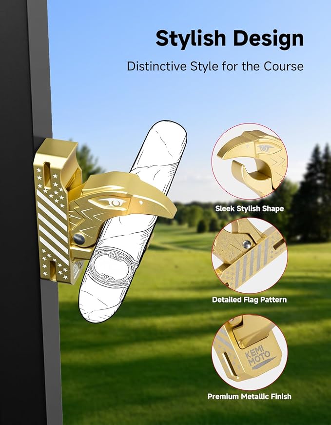 KEMIMOTO Magnetic Holder for Golf Cart, Universal Fit for 35-60 Ring, Powerful Magnetic Hold, Stylish Design, Gold