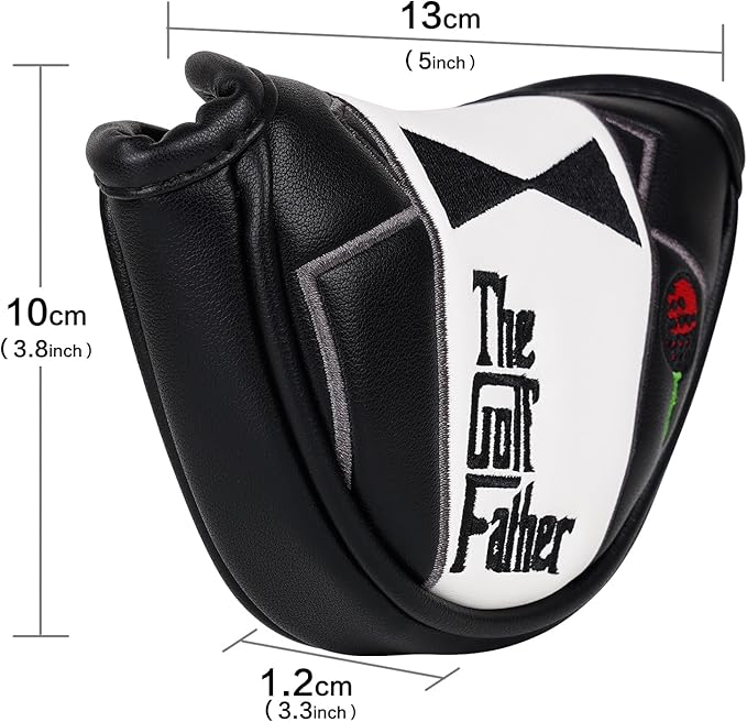 The Golf Father Funny Golf Club Covers, Driver Fairway Wood Hybrid Headcover, Mallet Putter Covers Blade Headcovers Putter Cover Magnetic, Black and White Color Iron Covers for Most Brands