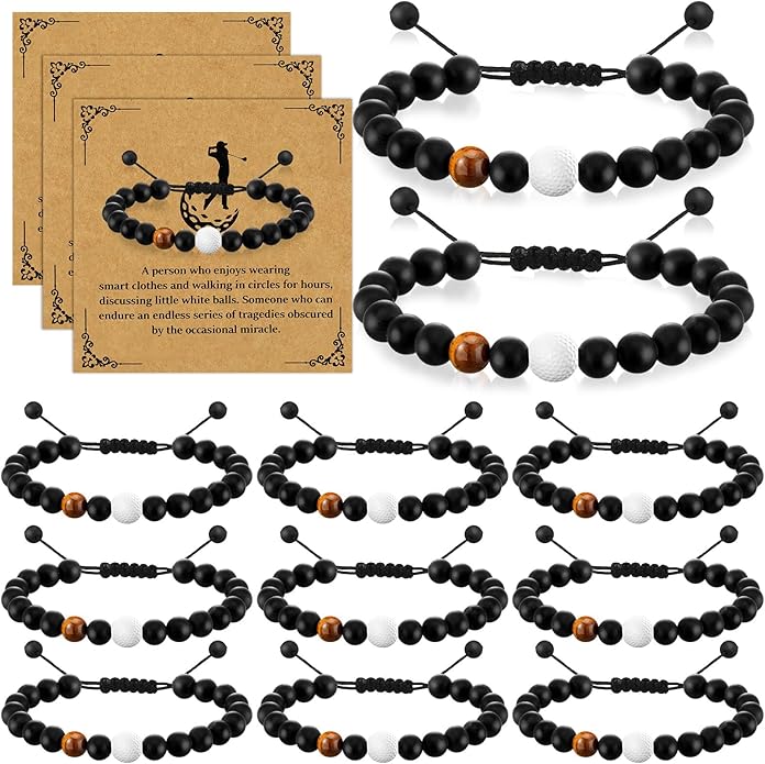 12 Set Sport Adjustable Beaded Bracelets Gifts Football Softball Soccer Volleyball Golf Basketball Hockey Bracelets for Women Men Adjustable Beaded Accessories