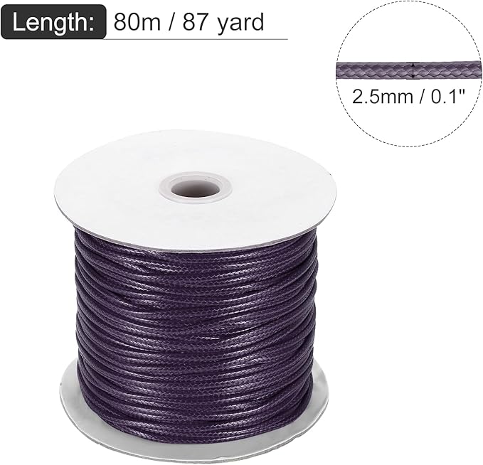MECCANIXITY Waxed Cord 2.5mm Waxed Polyester Cord 87 Yard Wax String - Image 2
