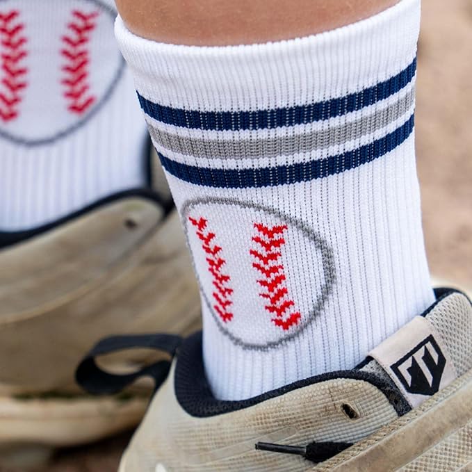 ChalkTalkSPORTS Baseball Performance Crew Socks - Boston Socks - Youth & Adult - Baseball Mid-Calf Socks
