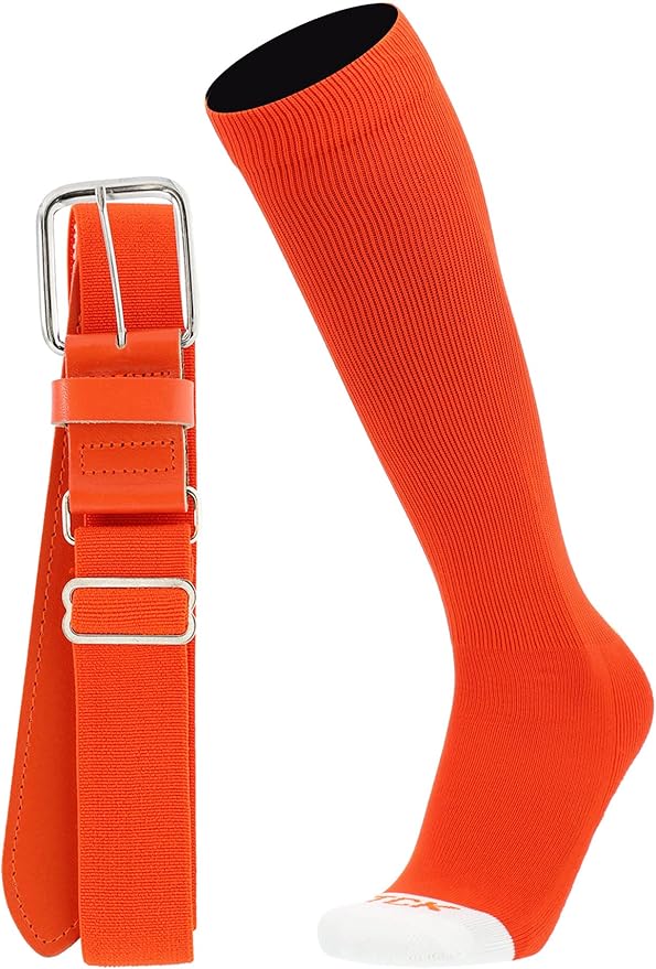 MadSportsStuff Softball or Baseball Socks and Belt Combo - Youth and Adult Sizes Boys and Girls Men and Women