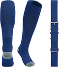 QBK Youth Baseball Socks & Belt Combo Set for Kids 2-16 Years -Softball/Tee Ball Accessories (1 Pair + 1 Belt, Unisex)