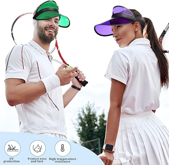 14 Pack Unisex Sun Visors Plastic Clear Cap Candy Color Transparent Tourist Visor Cap Colorful Poker Hat