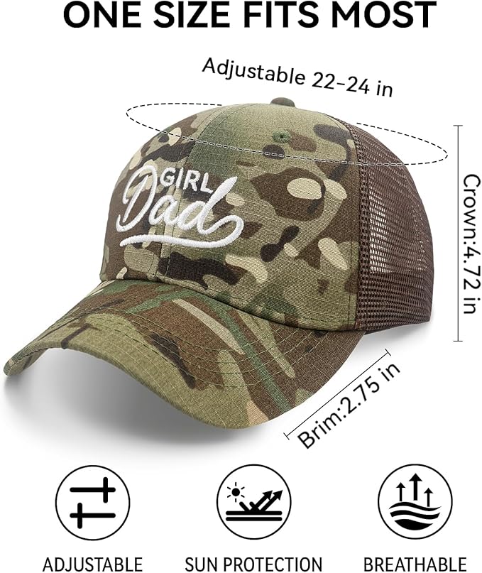 Men's Embroidered Adjustable Baseball Cap, Girl Dad Hat, Funny Trucker Hat, Mens Birthday Gift Ideas