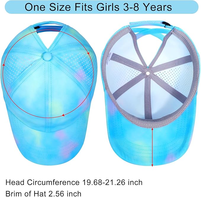 Little Girls Criss Cross Ponytail Hat Toddler Reflective Baseball Cap Kids Quick Dry Summer Sports Hats Age 3-8