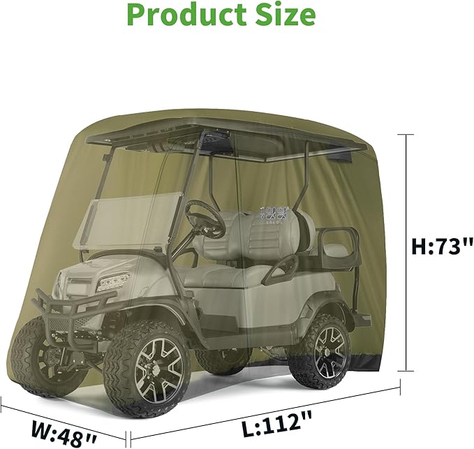 10L0L Universal 2-4 Passenger Golf Cart Cover for Yamaha, EZGO, Club Car, Waterproof Sunproof and Durable