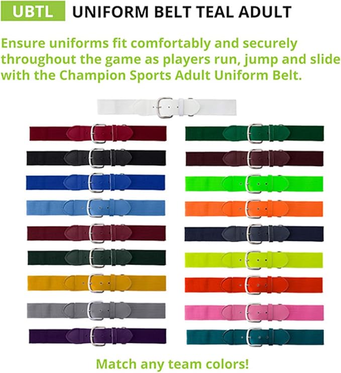 Champion Sports Baseball & Softball Belt – Stretch Fit Uniform Belt for Youth & Adult Players, Multiple Colors