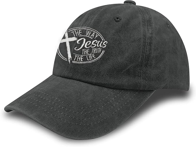 Christian Hats for Men Women, Jesus Baseball Cap, Adjustable Cotton Embroidered Christian Hats