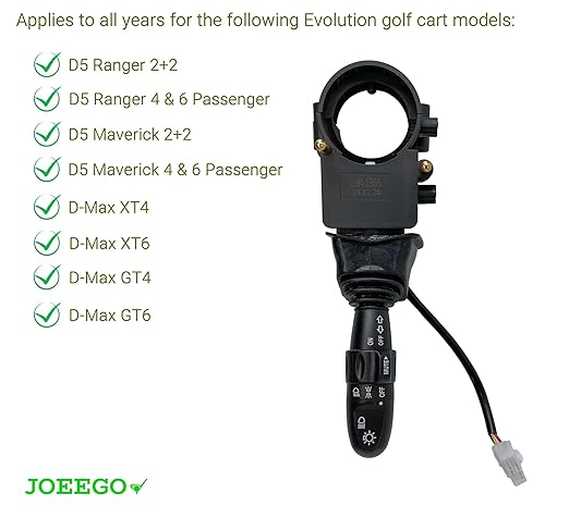 JOEEGO Combination Switch Assembly Compatible with Evolution EV Golf Cart D5 & D-Max Series, Replaces OEM# 2.04.1365