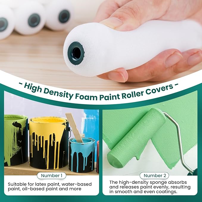 Foam Paint Roller, 20 Pack, 6 Inch Mini Paint Roller Covers, High Density Foam - Image 2