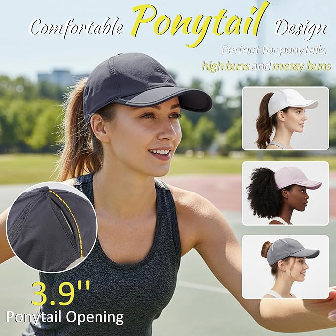 SHINCHIC Womens Ponytail Baseball Cap UPF50+ Waterproof Golf Hat High Bun Pony Cap Breathable Dad Hat for Outdoor