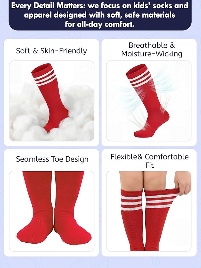 American Trends Kids Toddler Soccer Socks Youth Baseball Softball Football Socks Knee High Accessories for Girls