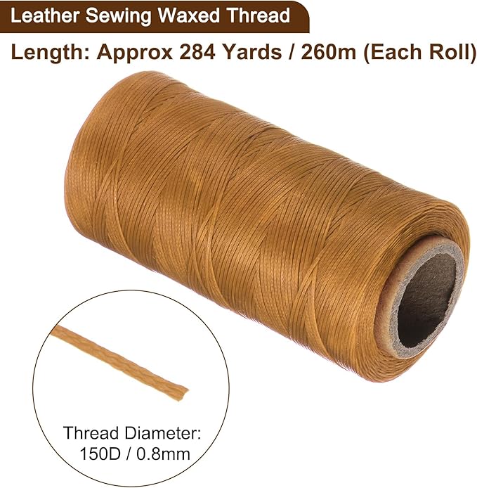 uxcell 150D 0.8mm Flat Waxed Thread 284 Yards Polyester Leather Sewing Waxed - Image 3