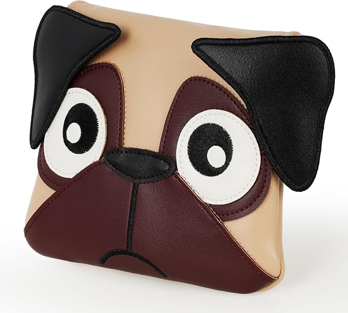 Big Crazy Golf Club Head Covers, Putter Cover with Strong Magnetic Closure, Square Mallet Putter Cover, Waterproof, Funny Design French Bulldog Pug Dog