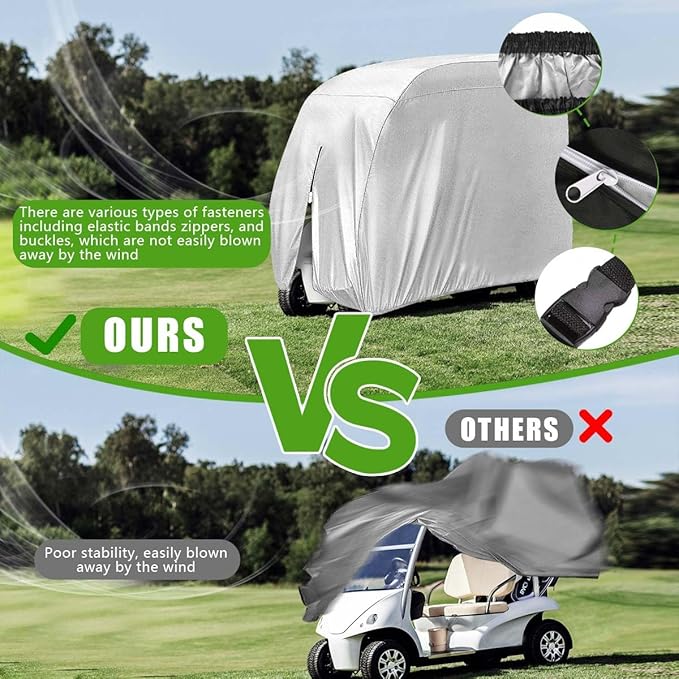 KISEER 4 Passenger 420D Waterproof Golf Cart Cover fits EZ GO Club Car Yamaha, Sunproof Dustproof
