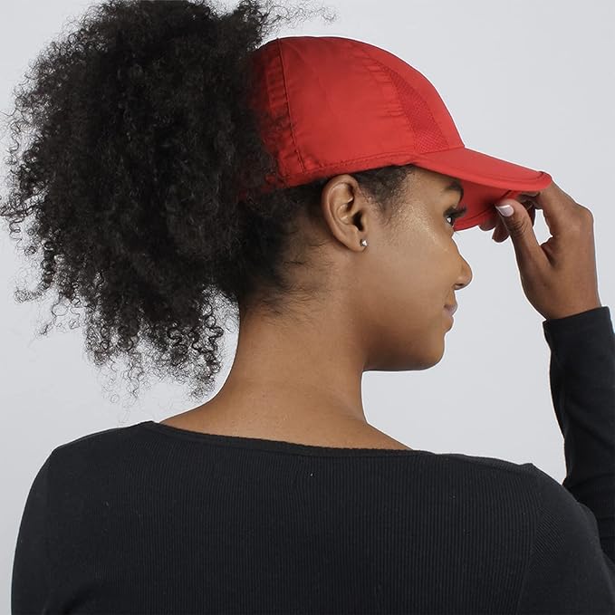 Ponyflo Women’s Ponytail Baseball Cap, Patented Active Feather-Light Hat with Open Back