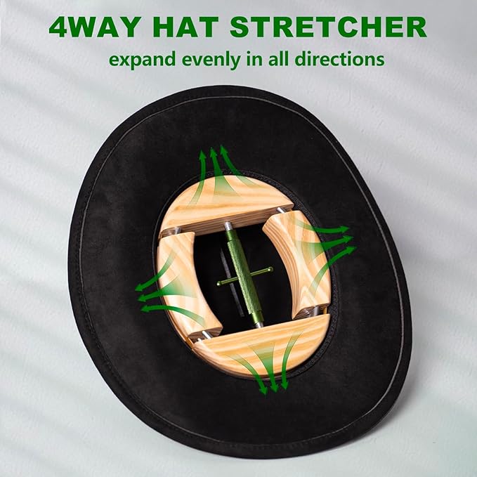 4 Way Hat Stretcher, Hat Stretcher for Fitted Hats, Heavy Duty Hats Shaper Extender w. Lever Wrench for Men All Kind of Caps