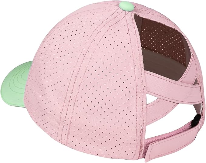 Little Girls Reflective Baseball Cap Criss Cross Ponytail Hat Kids Quick Dry Mesh Summer Sports Hat for Toddler Ages 3-8