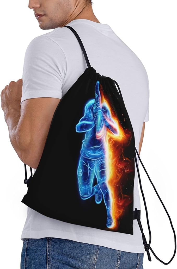 Boys Men Football Drawstring Bags, Sports-Themed Drawstring Backpack Casual Knapsack for Teens Adults Unisex for Gym Travel Swimming Hiking Camping, Small