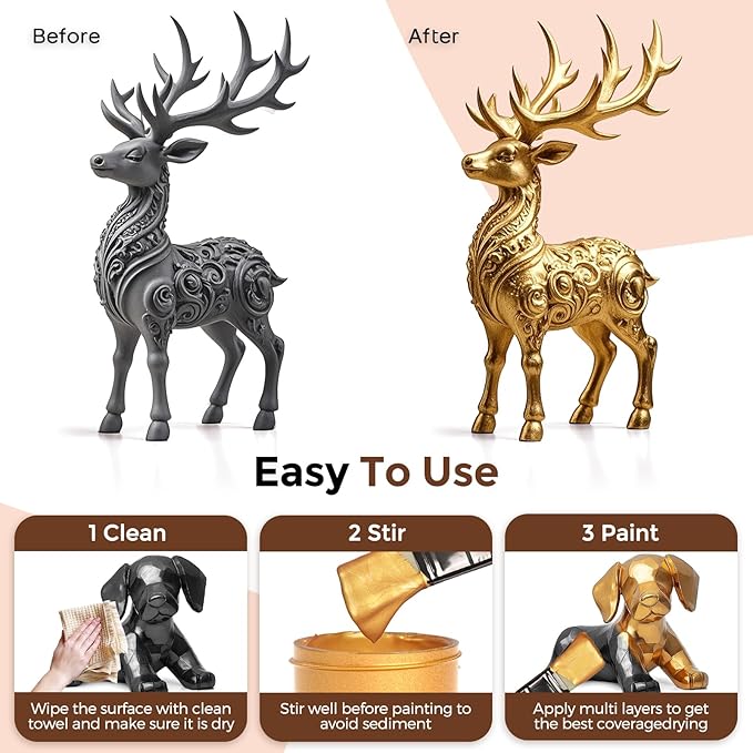 Nicpro Acrylic Paint Metallic, 6 Colors Gold, 24oz/720ml Gold Leaf Paint - Image 6