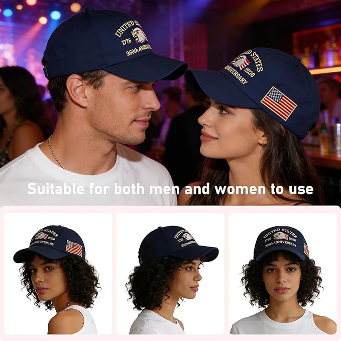 U.S.A 250th Anniversary Embroidered Baseball Cap Adjustable 1776-2026 Anniversary Birthday Retro Patriots Hat for Men Women
