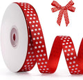 Polka Dot Grosgrain Ribbon 5/8 Inch, 25 Yards Spool Red and White Dot Craft by FAKILO