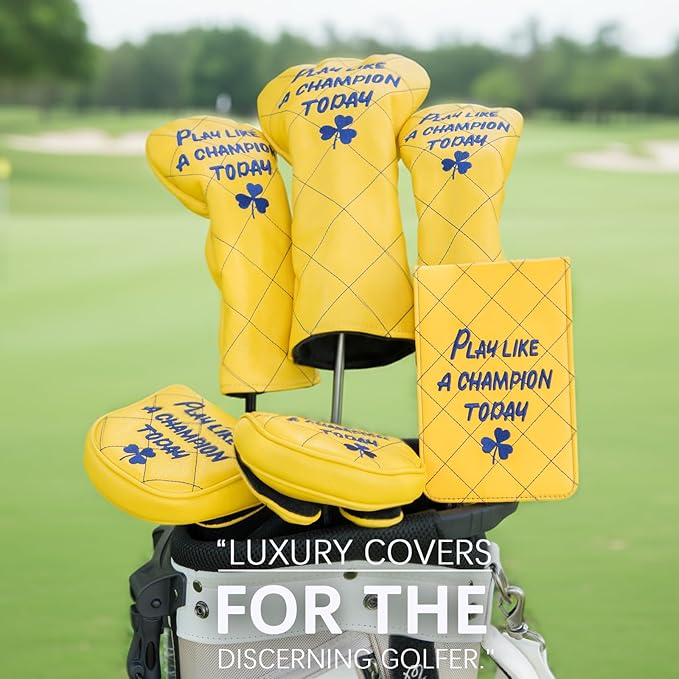 Golf Headcovers Play Like A Champion Today Golf Club Head Covers Advanced Embroidery Premium Leather Driver Headcovers Fairway Wood Covers Hybrid Cover Golf Mallet Putter Cover for DF3 OZ1