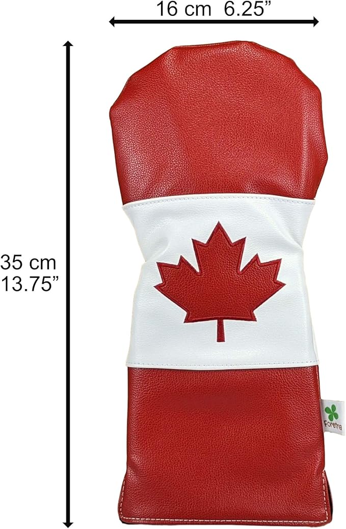 Foretra Driver Headcover Golf Club Covers Blade Mallet Putter Cover Alignment Stick Holder Hybrid Fairway Wood Head Cover Canada Flag Style Novelty Golf Accessories for Most Brands