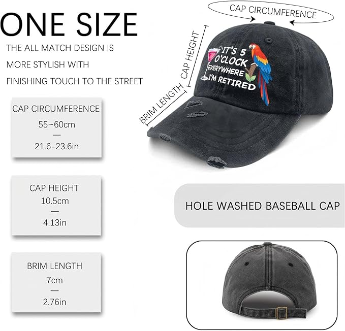 Jimmy Music Buffett Accessories Hats Its 5 Oclock Some Where Baseball Cap Mom Hat Pigment Black Womens Bucket