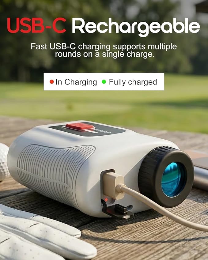 Golf Rangefinder with Slope, 1000 Yard Laser Rangefinder, Flag Lock & Vibration, Magnetic Mount, USB-C Rechargeable Golf Range Finder for Accurate Distance Measuring