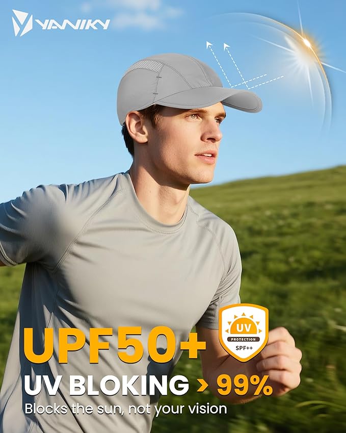 YANIKY Quick-Dry Running Hat for Men & Women Cooling Hat UPF 50+ Thin Baseball Cap Lightweight Breathable Mesh Sport Hats