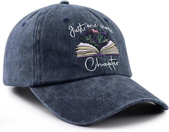 Just One More Chapter Hat for Men Women, Funny Adjustable Cotton Embroidered Book Lover Bookish Baseball Cap