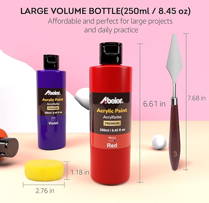 ABEIER Acrylic Paint, 20 Colors Acrylic Paint Bottle Set, Rich Pigments Bulk - Image 3