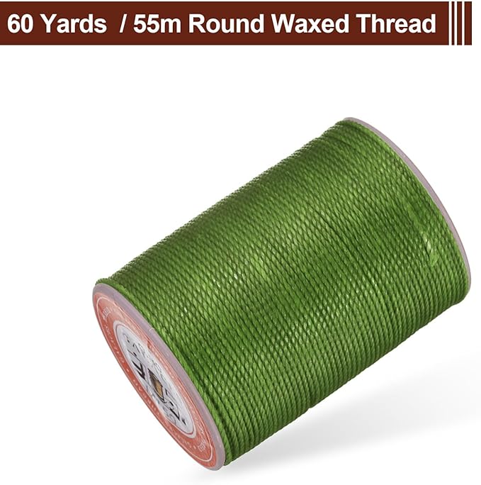 uxcell Round Leather Sewing Waxed Thread, 55m / 60 Yards Wax Polyester String - Image 3