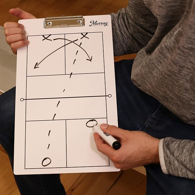 Murray Sporting Goods Dry Erase Coaches Clipboard | Double-Sided Dry Erase White Board