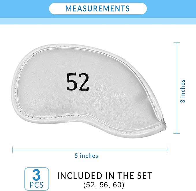 All Teed Up Premium Magnetic Leather Iron and Wedge Golf Club Head Covers | Set of 10 | Fits Most Clubs | Embroidered Club Label on Both Sides of Club Head Cover