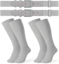 JASGOOD 2 Pack Baseball Socks and Belt Combo Set Softball Socks and Belts Elastic Waist Belt for Youth and Adult Boys