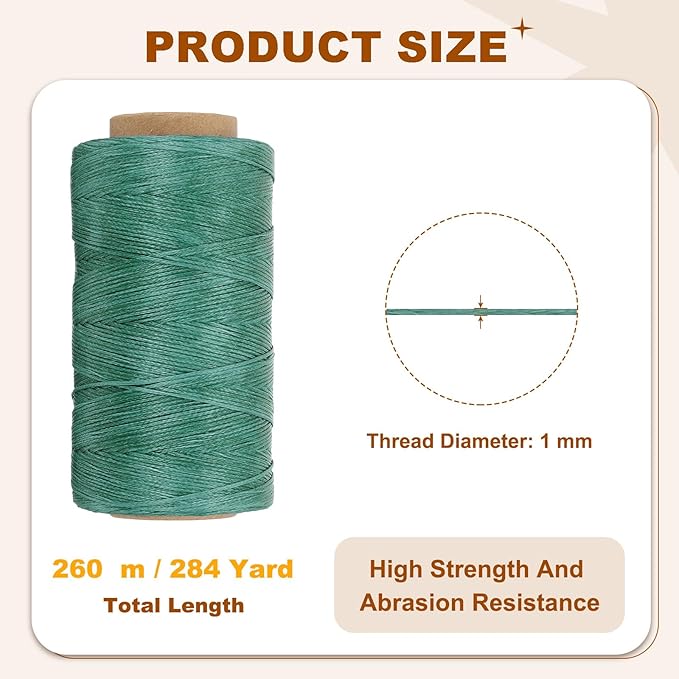 PATIKIL 284 Yard Flat Waxed Thread 150D 1mm Leather Sewing Cord - Image 2