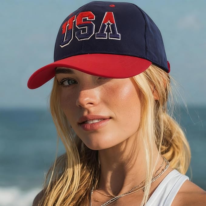 American Flag Patriotic Baseball Cap | Embroidered USA Flag 100% Cotton Adjustable Hat for Men & Women